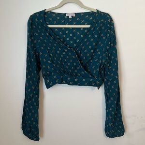 Patrons of Peace patterned long sleeve crop top | size S